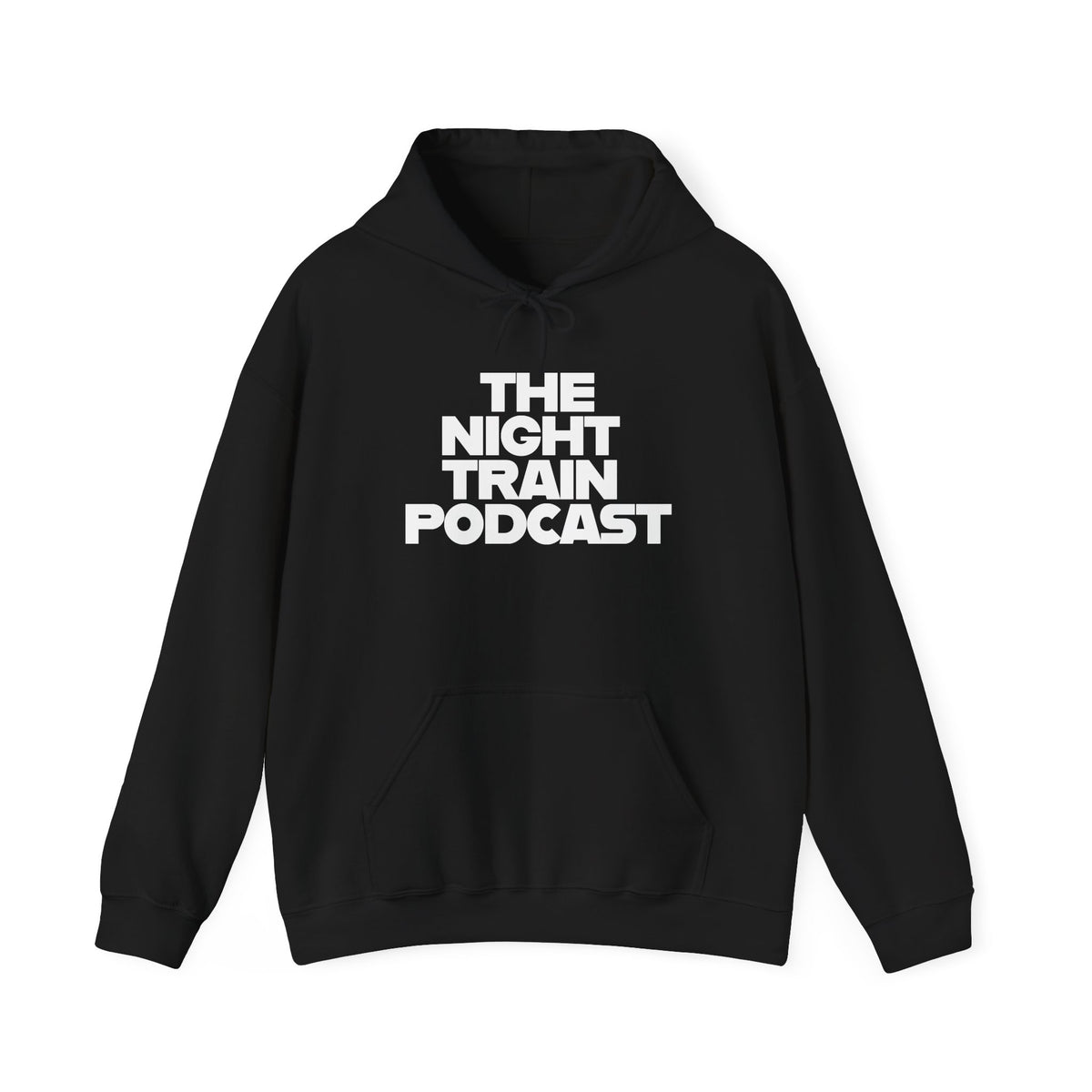 The Night Train Podcast Hoodie — Bold White Logo Pullover