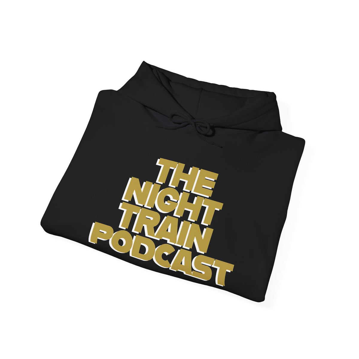 The Night Train Podcast Hoodie — Bold Gold Logo Pullover